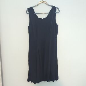 Sigrid Olsen Women Navy Scalloped Midi Dress